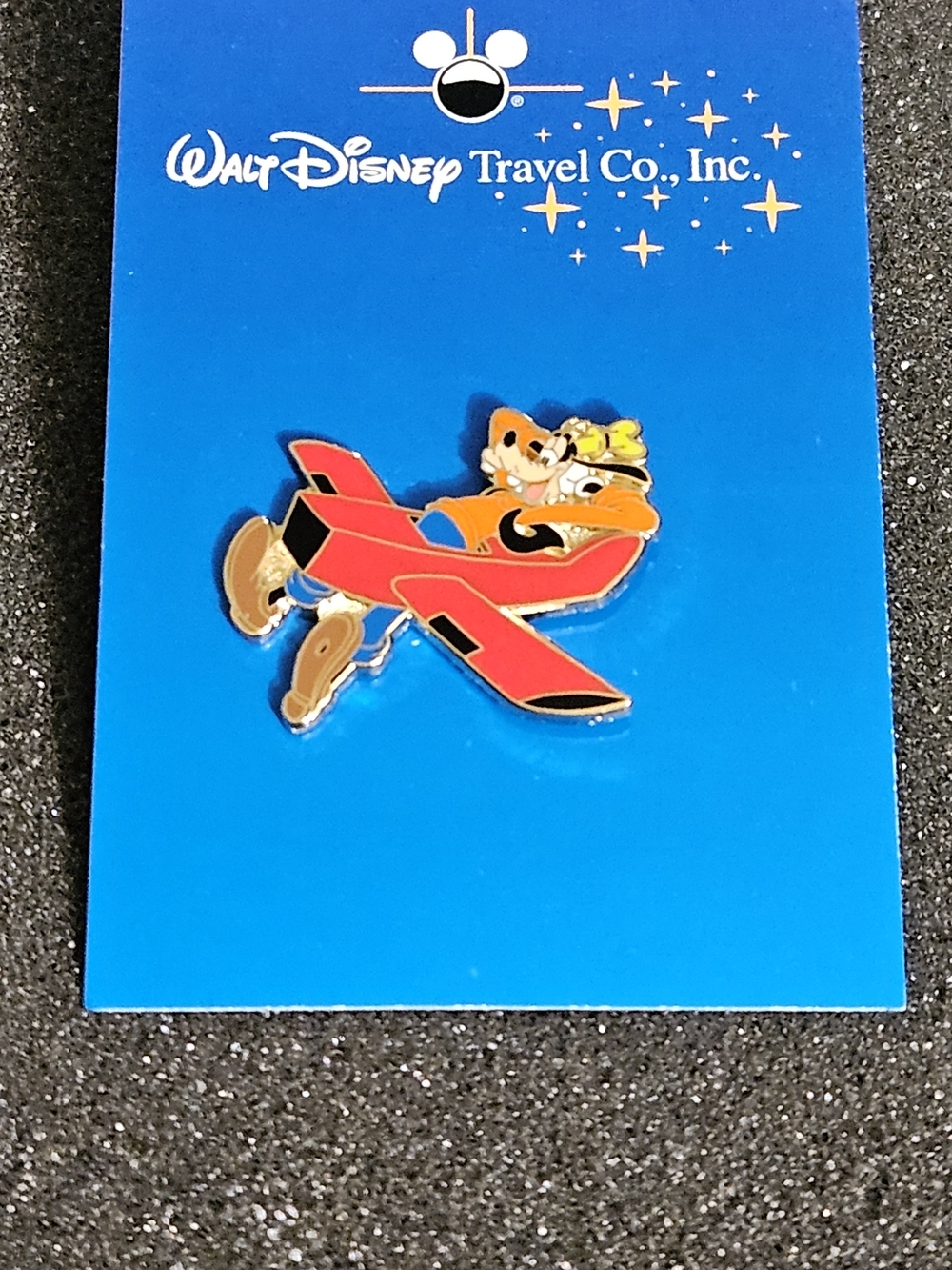 (2) Walt Disney World Disney Travel Company Goofy in Red Plane Pin Lapel 2004